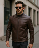 Perugia – Classic Brown Buffalo Leather Biker Jacket